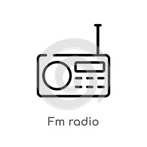 outline fm radio vector icon. isolated black simple line element illustration from hardware concept. editable vector stroke fm