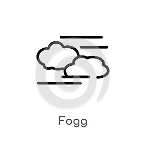 outline fogg vector icon. isolated black simple line element illustration from weather concept. editable vector stroke fogg icon