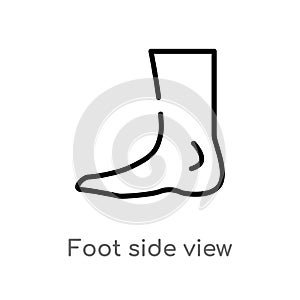 outline foot side view vector icon. isolated black simple line element illustration from human body parts concept. editable vector