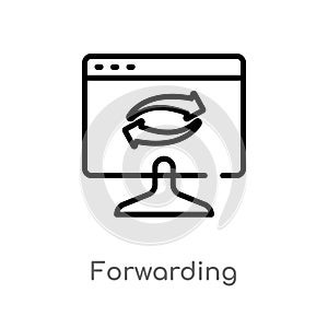 outline forwarding vector icon. isolated black simple line element illustration from web hosting concept. editable vector stroke