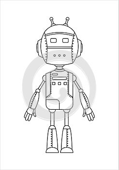 Outline Friendly Android Robot Character