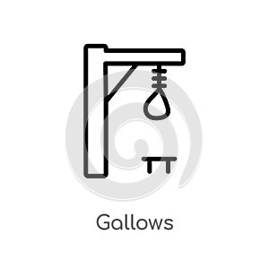 outline gallows vector icon. isolated black simple line element illustration from halloween concept. editable vector stroke