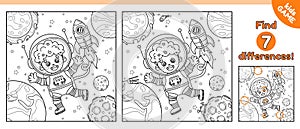 Outline game Find 7 differences with astronaut boy