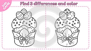 Outline game Find differences with Easter kulich