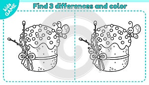 Outline game Find differences with Easter kulich