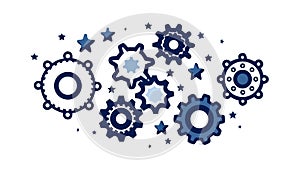 Outline Gears and Cogs Vector, Mechanical Process Graphic Design, vector design Generative AI