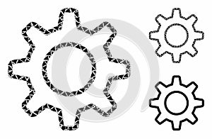 Outline gearwheel Mosaic Icon of Uneven Items