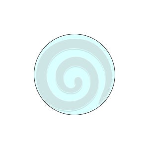 Outline of a geometric circle shape with blue infill