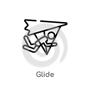 outline glide vector icon. isolated black simple line element illustration from user concept. editable vector stroke glide icon on