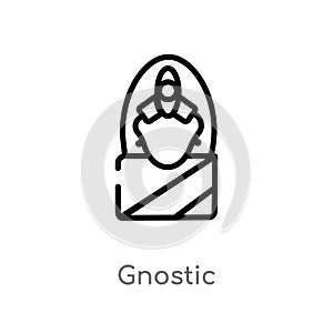 outline gnostic vector icon. isolated black simple line element illustration from india concept. editable vector stroke gnostic