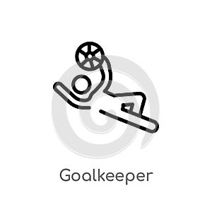 outline goalkeeper vector icon. isolated black simple line element illustration from security concept. editable vector stroke