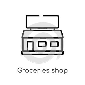 outline groceries shop vector icon. isolated black simple line element illustration from ultimate glyphicons concept. editable