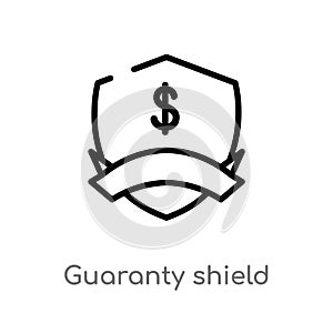 outline guaranty shield vector icon. isolated black simple line element illustration from e-commerce and payment concept. editable