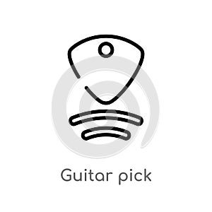 outline guitar pick vector icon. isolated black simple line element illustration from music concept. editable vector stroke guitar