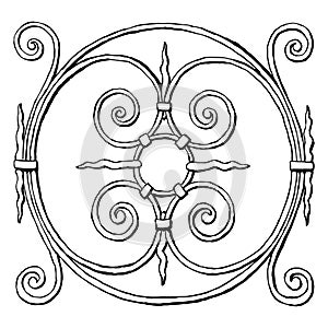 Outline hand drawing of decorative circle design element