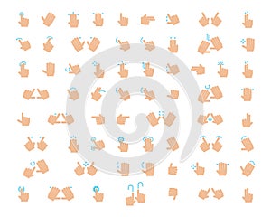 Outline Hand Finger Gesture Vector Icon Set