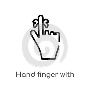 outline hand finger with a ribbon vector icon. isolated black simple line element illustration from human body parts concept.