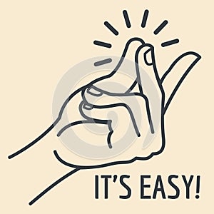 Outline hand with snapping finger gesture. Living easy concept vector background