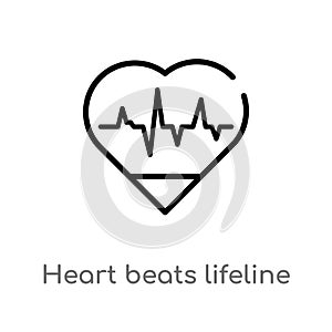 outline heart beats lifeline in a heart vector icon. isolated black simple line element illustration from medical concept.