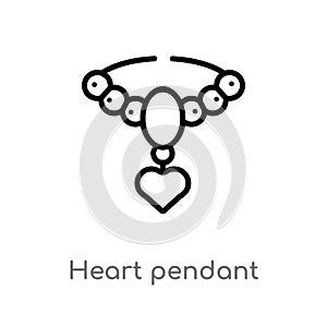outline heart pendant vector icon. isolated black simple line element illustration from fashion concept. editable vector stroke