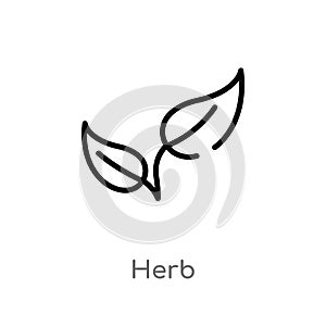 outline herb vector icon. isolated black simple line element illustration from food concept. editable vector stroke herb icon on