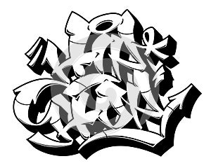 Outline Hip-Hop in graffiti style