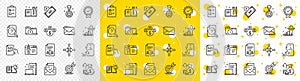 Outline Hold document, Legal documents and Recipe book line icons. For web app. Vector
