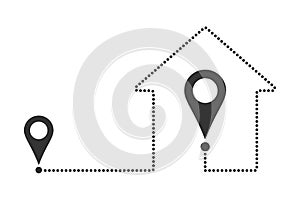 Outline home location icon. The way home