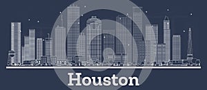 Outline Houston Texas City Skyline with White Buildings photo