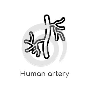 outline human artery vector icon. isolated black simple line element illustration from human body parts concept. editable vector