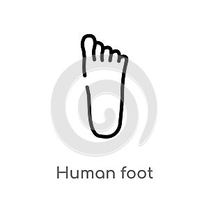outline human foot vector icon. isolated black simple line element illustration from human body parts concept. editable vector