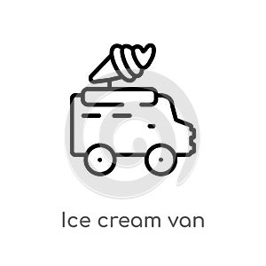 outline ice cream van vector icon. isolated black simple line element illustration from summer concept. editable vector stroke ice
