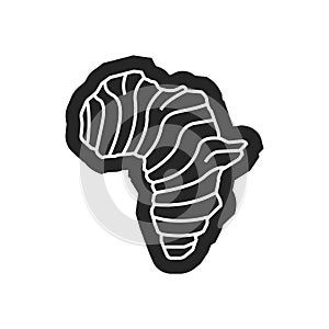 Outline Icon - Africa map striped