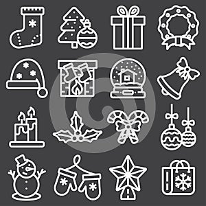 Outline icon collection - Christmas set