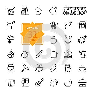 Outline icon collection - cooking tools and utensils
