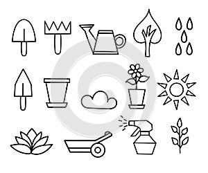 Outline icon collection Flower and Gardening illustration