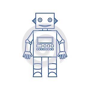 Outline icon is a friendly robot on white background