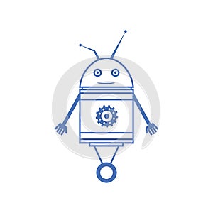 Outline icon is a friendly robot on white background