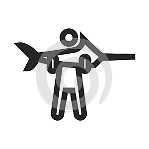 Outline Icon - Man holding fish