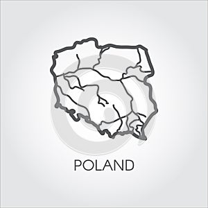 Outline icon of Poland map. Contour simplicity emblem. Vector shape of country for atlas and other design projects