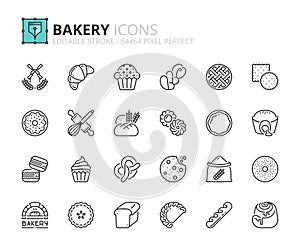 Outline icons about bakery products