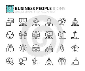 Outline icons about business people