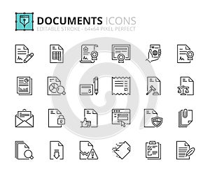 Outline icons about documents