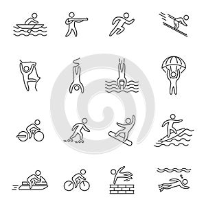 Outline icons for extreme sports