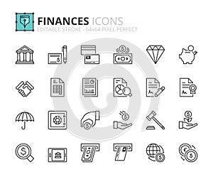 Outline icons about finances