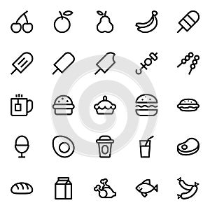 Outline icons for food bakery.