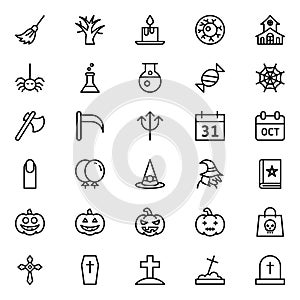 Outline icons for halloween festival.