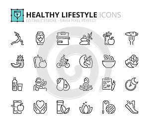 Outline icons about healthy lifestyle