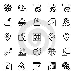 Outline icons for real estate.