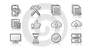 Outline Icons Set for Application Development, Tools, Data, and Interface.
